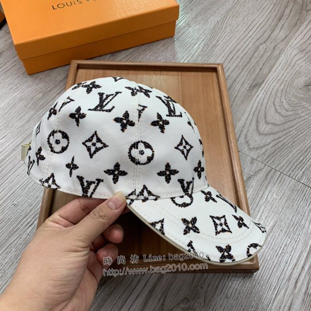 LV新品男士帽子 路易威登經典黑白印花棒球帽鴨舌帽  mm1336